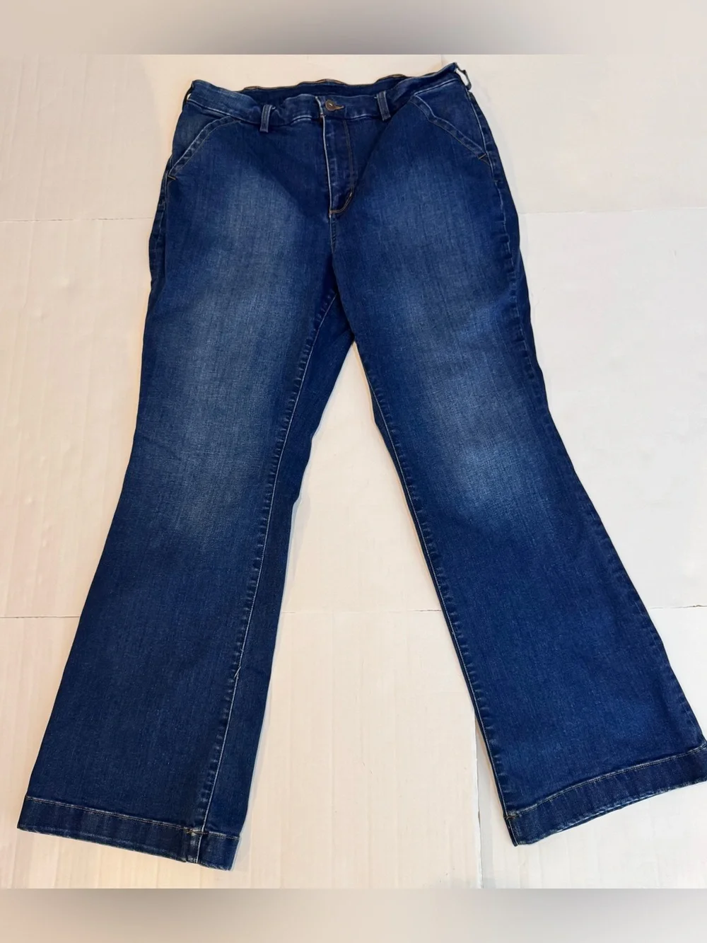 Duluth Trading Women Bootcut Jeans 14 Dark Wash Western Cowgirl Ranch Stretch